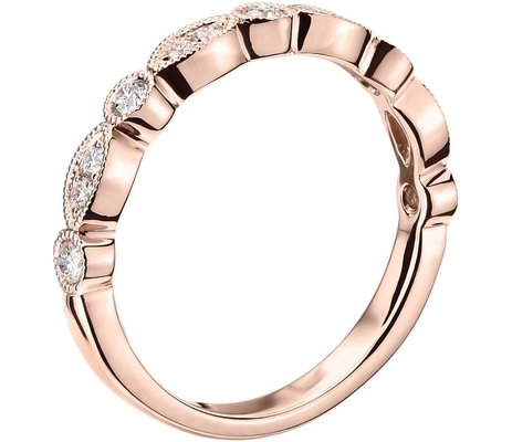 Jóias em ouro rosa Anel de noivado de diamante natural 14K corte redondo