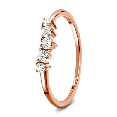 Alianzas de Boda con Diamantes talla Real Brillante Joyas de Oro Rosa 14K