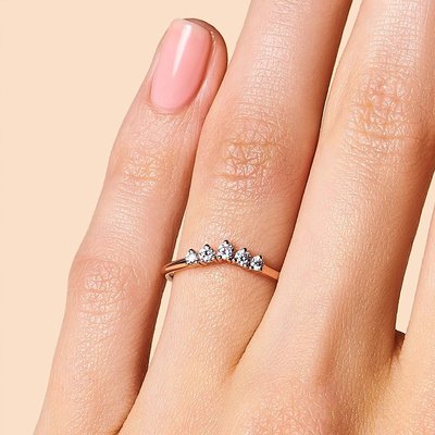 Alianzas de Boda con Diamantes talla Real Brillante Joyas de Oro Rosa 14K