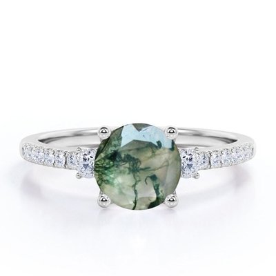 pc145033214-round_cut_moss_green_agate_leafy_single_stone_engagement_ring_in_white_gold Runder Schliff Moosgrüner Achat Blattförmiger Einzelstein Verlobungsring aus Weißgold