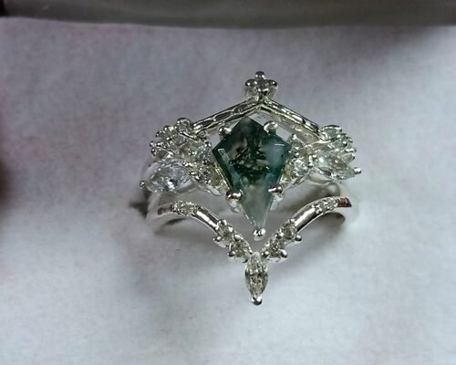 Натуральный моховой агат драгоценный камень подлинный 925 стерлингового серебра кольцо для женщин змея Cut женское кольцо