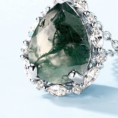 Moosachat Smaragd Ring Set , Jahrestag Schmuck Geschenk Versprechen Ehering