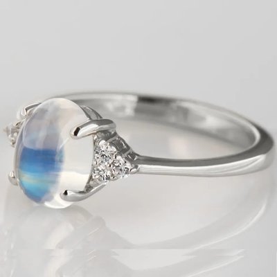 925 Sterling Silver Rainbow Moonstone Jewelry Oval Cut Vintage Moonstone Engagement Ring for Women