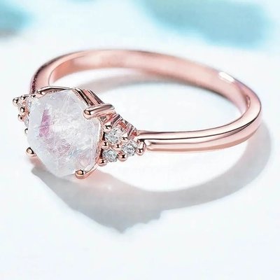 925 Sterling Silver Rainbow Moonstone Jewelry Oval Cut Vintage Moonstone Engagement Ring for Women