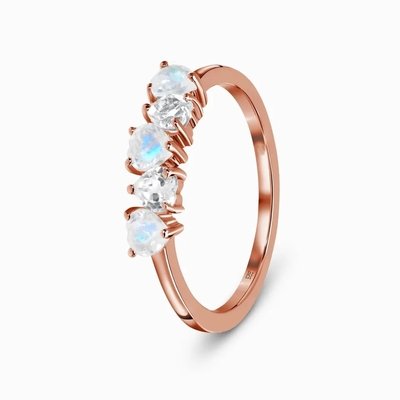 925 Sterling Silver Rainbow Jewelry Moonstone Blue Natural Moonstone Ring