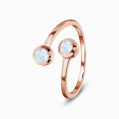 Rose Gold Vermeil Sonnenstein Mondstein Verlobungsring Brillantschliff Einstellbar