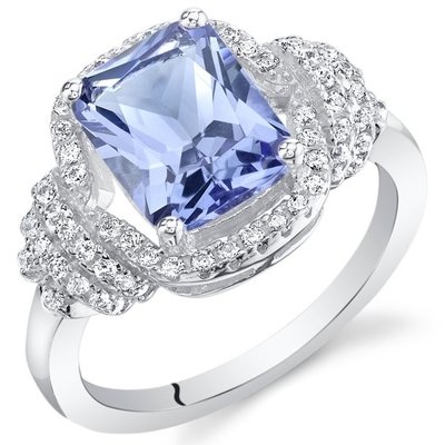 Nature 0,5 ct Anel redondo com auréola de tanzanite em prata esterlina Anel de noivado