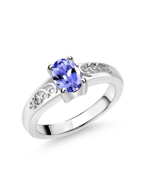 Nature 0,5 ct Anel redondo com auréola de tanzanite em prata esterlina Anel de noivado