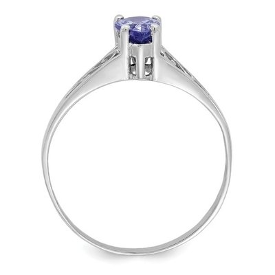 0.25 Carat Tanzanite 0.925 Sterling Silver Ring Jewelry with White CZ Accent