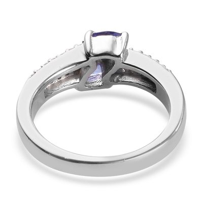 0.25 Carat Tanzanite 0.925 Sterling Silver Ring Jewelry with White CZ Accent