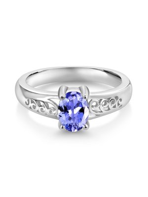 0.25 Carat Tanzanite 0.925 Sterling Silver Ring Jewelry with White CZ Accent