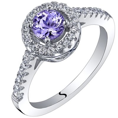 Gem Stone King 0.87 Ct Round Blue Tanzanite White Topaz 925 Sterling Silver Bypass Ring
