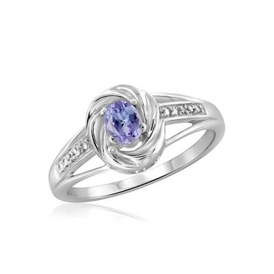 Gem Stone King 0.87 Ct Round Blue Tanzanite White Topaz 925 Sterling Silver Bypass Ring