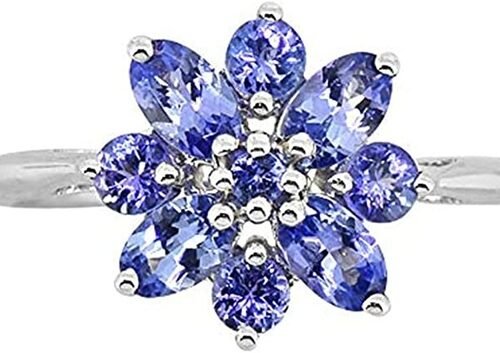 Кольцо из стерлингового серебра с танзанитом весом 0,25 карата с белым акцентом CZ