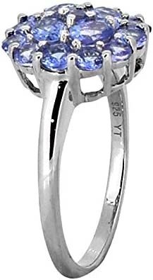 Кольцо из стерлингового серебра с танзанитом весом 0,25 карата с белым акцентом CZ