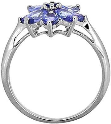 Кольцо из стерлингового серебра с танзанитом весом 0,25 карата с белым акцентом CZ