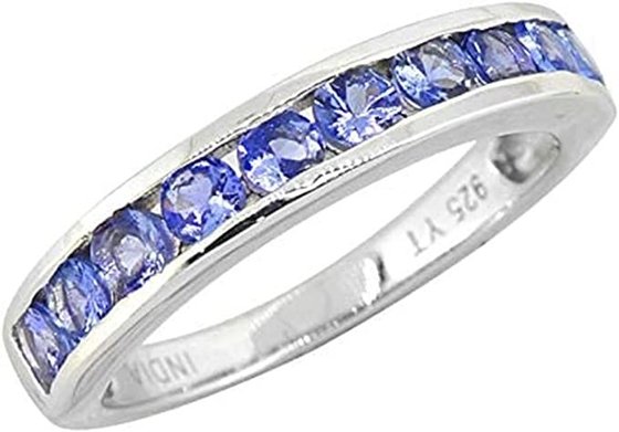 Loja LC Mulheres Platina Ouro Amarelo Azul Tanzanite Pedra de Nascimento Anel Zircão Tamanho 8 Presentes