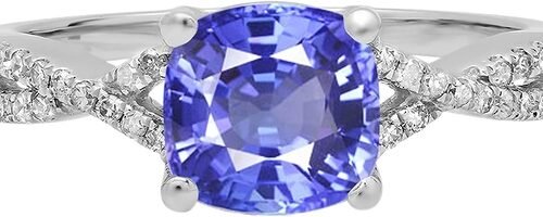 Tanzanite e safira branca criada em laboratório Conjunto com caixa em prata de lei