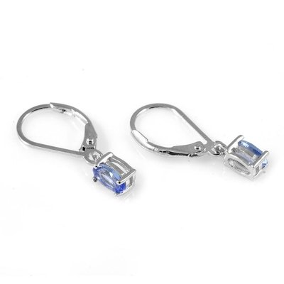 atural Tanzanita Pendiente Clip Piedra Preciosa Joyería Real Puro Genuino 925 Plata de Ley Maciza