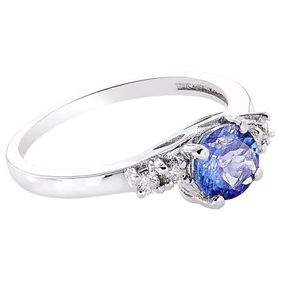 Flower Design JewelersClub Anel Tanzanite Anel de prata esterlina Jóias com acento CZ branco
