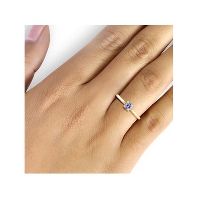 Tanzanite 0.06CTW Rope Engagement Ring In 14K Yellow Gold