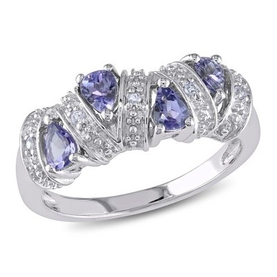 Jewelers Club Tanzanite Ring Birthstone Joyería con CZ Blanco