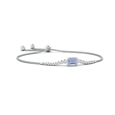 Adjustable ANGARA Natural Tanzanite Bracelet for Women Girls 14K White Gold