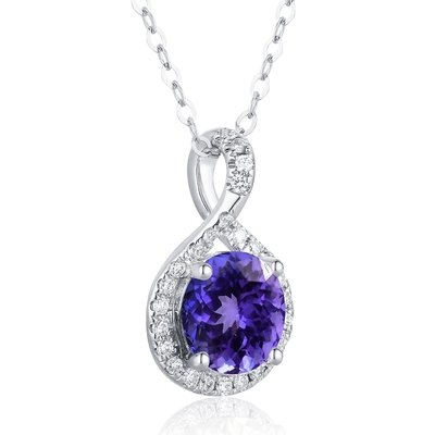 Amethyst Slide Necklace，Amethyst Slide Necklace (14k White Gold, 19x19mm Amethyst, Diamonds .82cttw