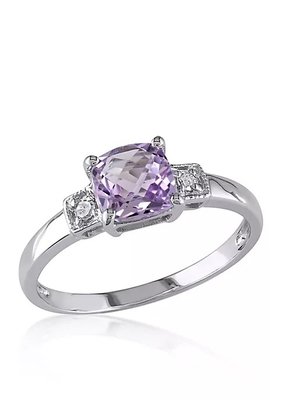 Amethyst and Created White Sapphire Ring With 925  Sterling Silver