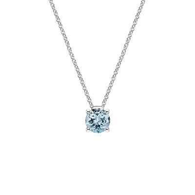 Silver Floating Solitaire Aquamarine Pendant Gift For Women Men