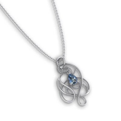 The Artistic Airy Design Of  This Whimsical Blue Topaz Pendant