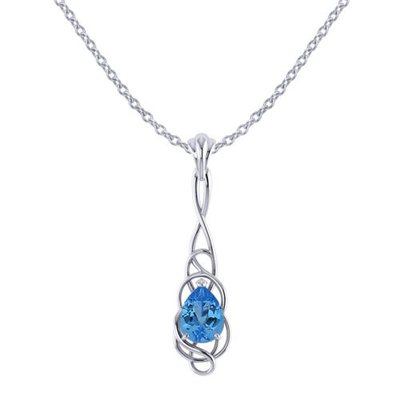 The Artistic Airy Design Of  This Whimsical Blue Topaz Pendant