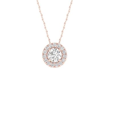 1/5ct Round CZ Solitaire Pendant Necklace 14K White Gold