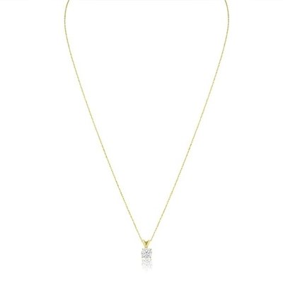 1/2 Carat CZ Solitaire Necklace In 14 Karat Yellow Gold (J-K Color, I1-I2 Clarity)