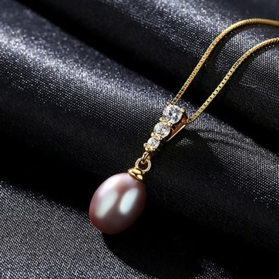 Freshwater Pearl Pendant Necklace in 925 Sterling Silver For Women