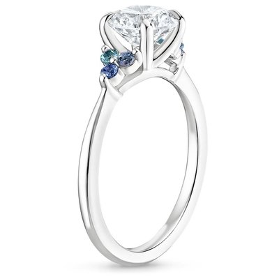 Lab Created Sapphire Capella Three Stone Lab CZ Ring Set with 9x7mm Blue Oval Lab Created Sapphire