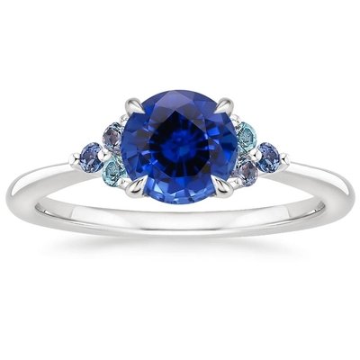 Sapphire Indigo Melody RingSet with 6mm Premium Blue Round Sapphire
