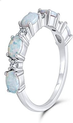 Petite Gemstone Micro Pave CZ Halo Creado White Opal Ring Pear Shape Teardrop