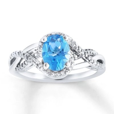Girls CZ Accents Blue Topaz Ring With 925 Sterling Silver