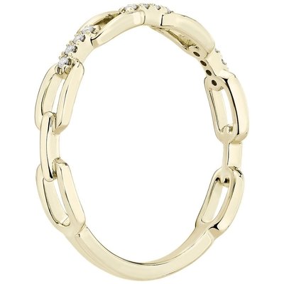 9K Rose Gold With Silver Diamond Link Fashion Ring For Women