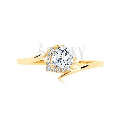 9K Yellow Two Tone Gold Round Diamond Halo Circle Engagement Ring - Prong Set Solitaire Center Setting Shape