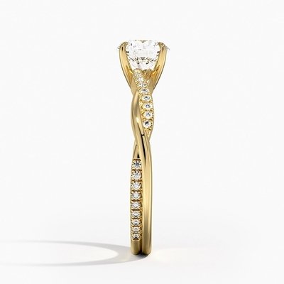 Petite Twisted Vine Diamond Engagement Ring In 9k Yellow Gold