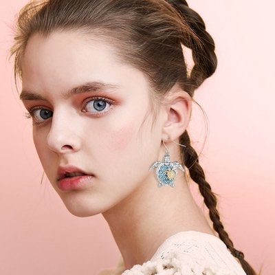 Prata esterlina azul tartaruga marinha pingente colar jóias para mulheres senhoras tartaruga animal brincos