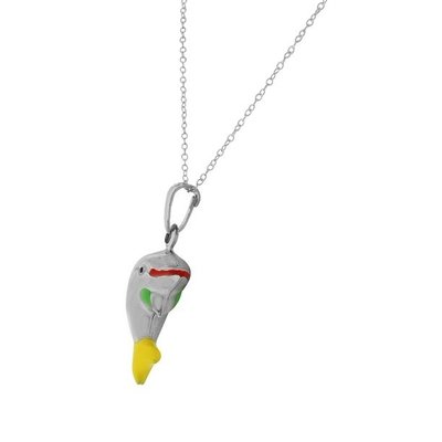 925 Sterling Silver 3D Enamel Dolphin Charm Pendant Necklace