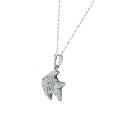 925 Sterling Silver 3D Enamel Dolphin Charm Pendant Necklace