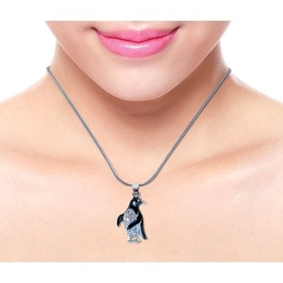 Carat in Karats Sterling Silver Antiqued Rhodium-Plated Lobster Clasp Pendant  With Sterling Silver Cable Chain Necklace