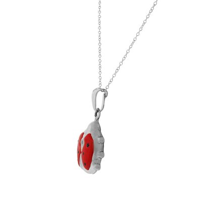 925 Sterling Silver 3D Red Enamel Ladybug Charm Pendant Necklace