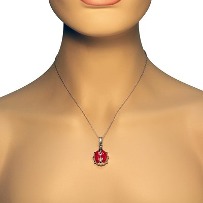 pc145419232-925_sterling_silver_3d_red_enamel_ladybug_charm_pendant_necklace 925 Sterling Silver 3D Red Enamel Ladybug Charm Pendant Necklace