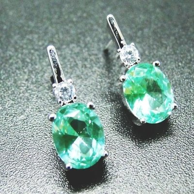 Овальная огранка зеленой шпинели ювелирные изделия серебро обручальное серьги для женщин