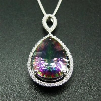 レディースジュエリー ペアカッティンググリーンスピネル ラウンドホワイトキュービックジルコニア スターリングシルバー925 ファインジュエリー